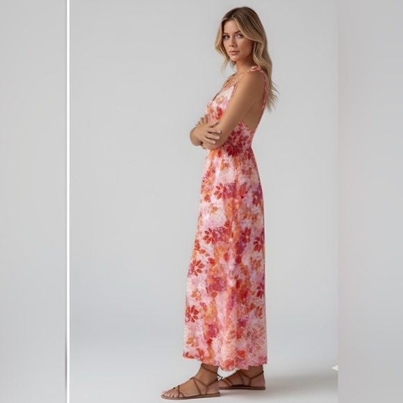 Boho Floral Print Knot Shoulder Shirred Cami Dress - Picture 2 of 7